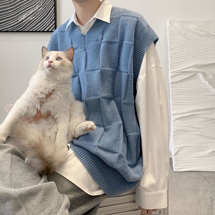 Áo Sweater Dệt Kim Sát Nách Dáng Rộng Thời Trang Mùa Thu 2022 Cho Nam