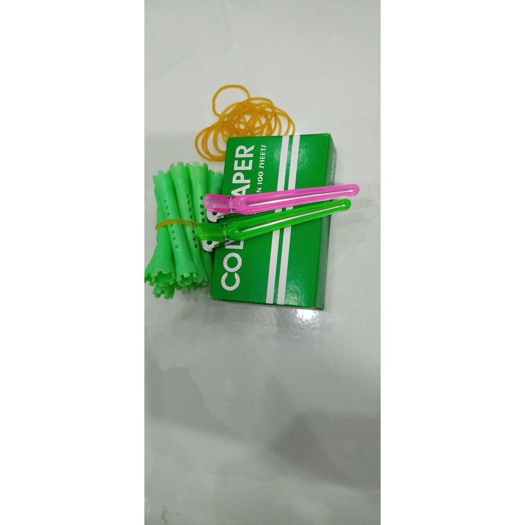 Combo dụng cụ uốn tóc cho nam nữ gồm 2 kẹp vịt+1 giấy uốn lạnh+dây thun+  trục uốn số 2 - Mỹ Phẩm & Sản phẩm chăm sóc khác 