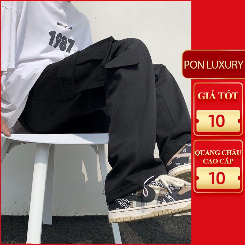 Quần gió nam nữ unisex túi hộp màu đen lưng chun dây rút gấu quần mới hà nội hcm Ponluxury