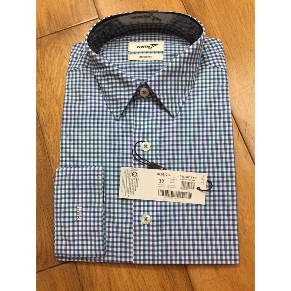 Áo sơ mi nam dài tay KWIN KLS01208 dáng slimfit, chất liệu bamboo sợi tre