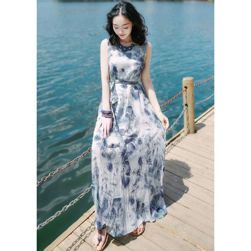Đầm Dài Không Tay Phong Cách Bohemian Mẫu Mới 2022 AT1087