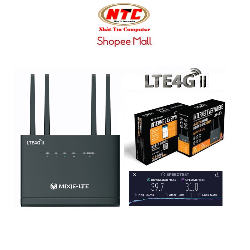 Phát wifi từ sim 4G MIXIE LTE4G II nâng cấp phát sóng cực xa hỗ trợ cùng lúc 32 User - nguồn trực tiếp 12V (đen)