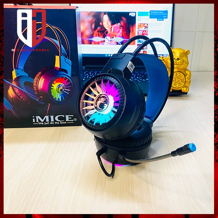 Tai nghe gaming máy vi tính IMICE HD-490 7.1 headphone chụp tai pc có dây Led RGB