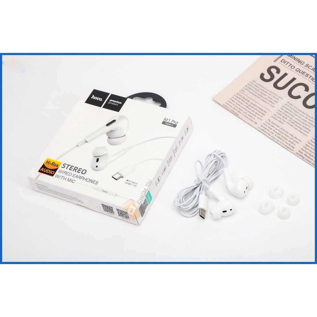 Tai nghe HocoM1Pro có dây-mic đàm thoại thiết kế dạng giảm tiếng ồn chân cắm IP/ type C/ jack 3.5