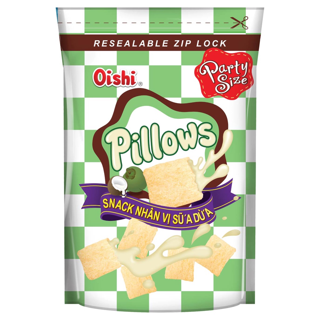 Combo 20 gói Oishi Snack Nhân Vị Sữa Dừa Pillows (95g/gói)