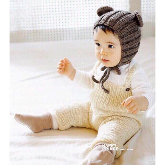 Mũ len Micky có dây buộc cho bé