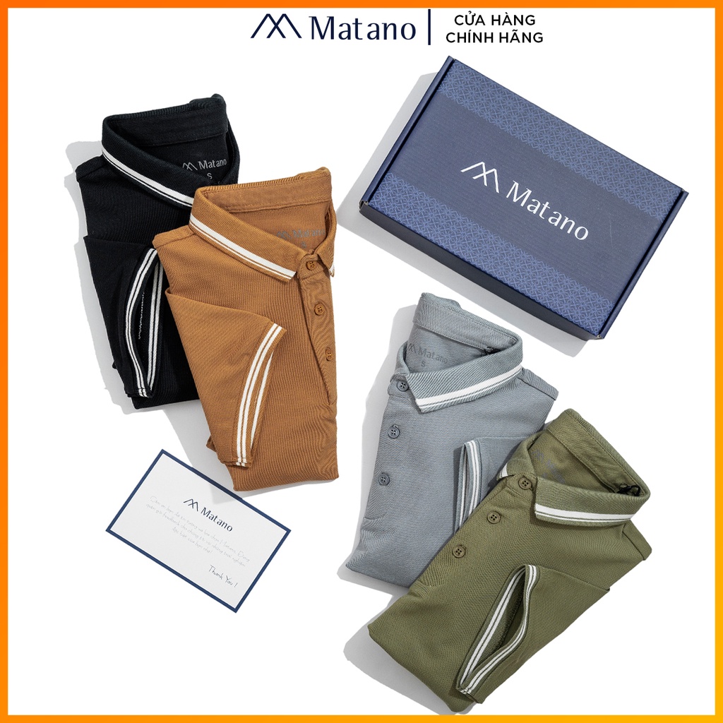Áo polo nam đẹp MATANO - Áo thun polo nam có cổ trụ bẻ, vải cá sấu cotton cao cấp, bo dệt kẻ sọc trắng đơn giản 030