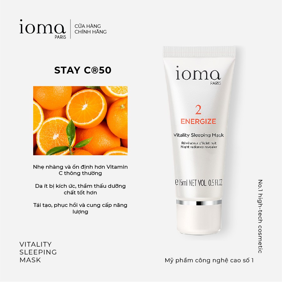 Mặt nạ ngủ tái tạo làn da Ioma Paris Vitality Sleeping Mask 15 gr