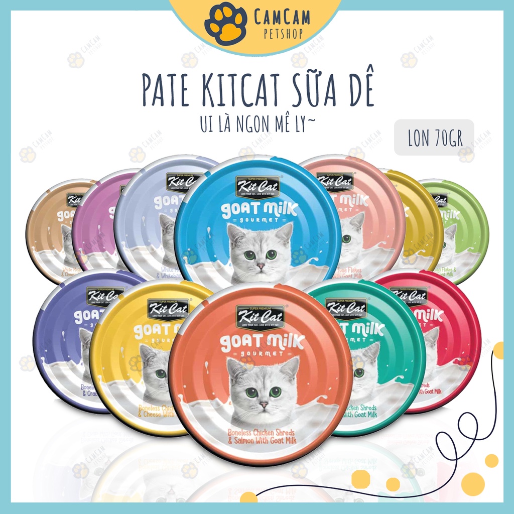 Pate cho mèo KitCat Goatmilk Lon 70gr - Pate KitCat sữa dê cho mèo, Thức ăn cho mèo KitCat