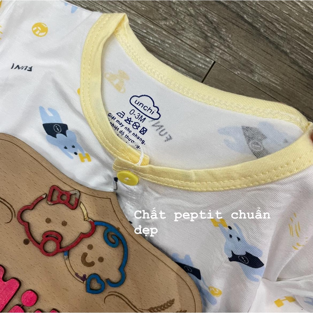 [GIÃN 4 CHIỀU] Bộ dài unchi cúc giữa Peptit áo trắng quần màu, bộ unchi dài tay cho bé trai, bé gái