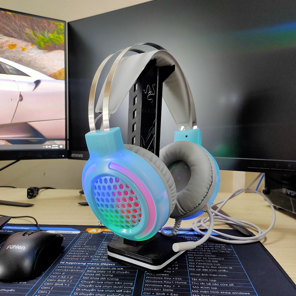 Headphone cho PC-Laptop Glint Thunder G12 xanh chín Led RGB siêu đẹp