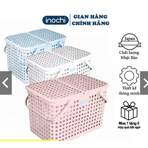 Giỏ xách quai giữa đựng quần áo , Làn Đi Sinh đựng đồ đi sinh có nắp nhựa inochi