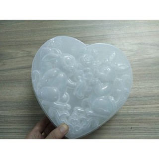 KHUÔN RAU CÂU NHỰA TRÁI TIM HAI CON THỎ 20 X 20 X 5 CM