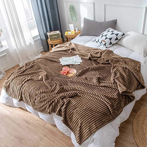 Mền nỉ nhung kẻ tăm cao cấp Ánh Sao 2mx2m2 - Mền mịn không xù lông