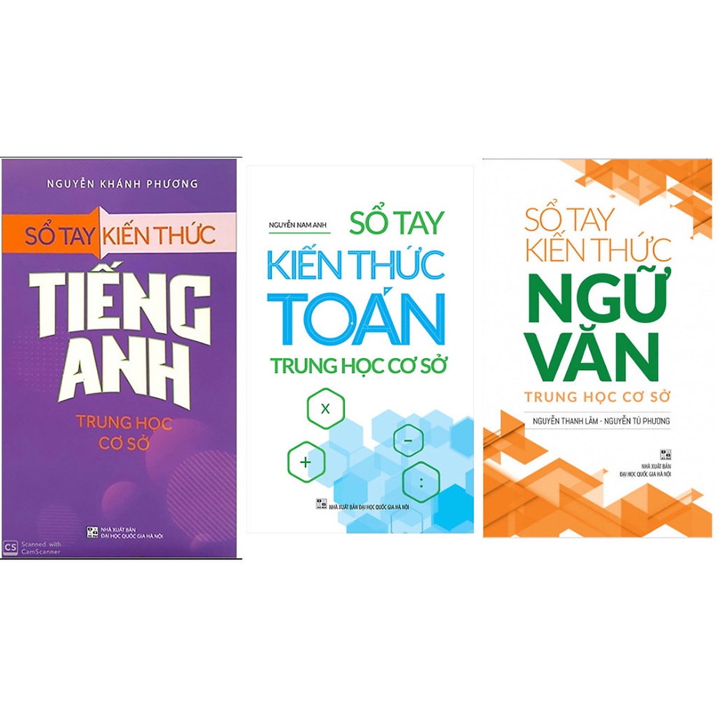 Sách - Combo 3 cuốn Sổ Tay Kiến Thức Toán - Tiếng Anh - Ngữ Văn Trung Học Cơ Sở