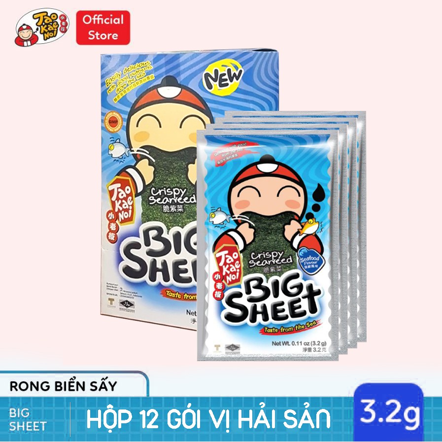 Thùng  Snack Rong Biển Tao Kae Noi  Big Sheet - 10 hộp - 12 gói/Hộp