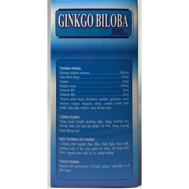 Ginko biloba  giúp tăng cường trí nhớ , giảm đau đầu hoa mắt chóng mặt .