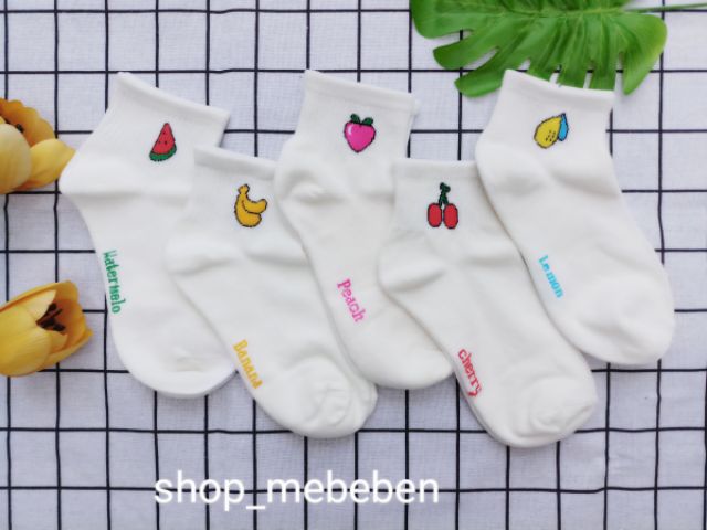 VỚ TRÁI CÂY CỔ LỠ, vớ hình trái cây đào chuối chanh dưa hấu cherry