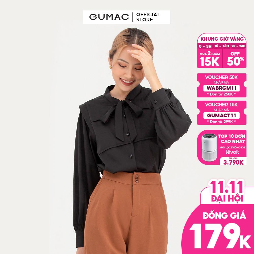 [Mã WABRGM11 giảm 10% đơn 250K] Áo sơ mi nữ viền lé, thanh lịch GUMAC AB753