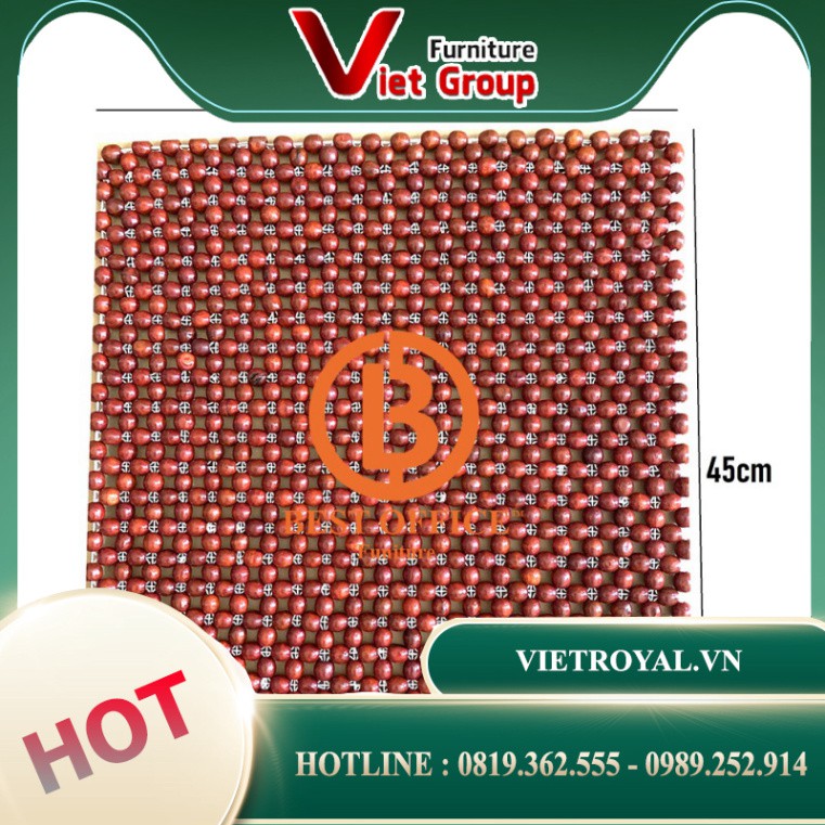 Lót ghế hạt gỗ đa năng, Miếng đệm ghế văn phòng, ghế ô tô KT 45x45cm, siêu thoáng mát