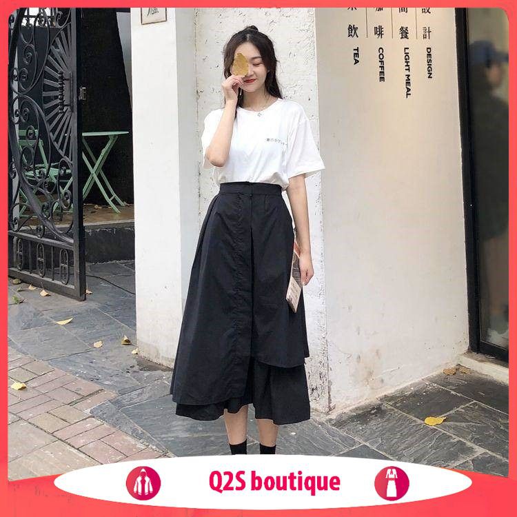 [Xả Kho] Chân Váy Xòe Đen Trắng Basic KIỂU VẠT LỆCH ULZZANG | BigBuy360 - bigbuy360.vn