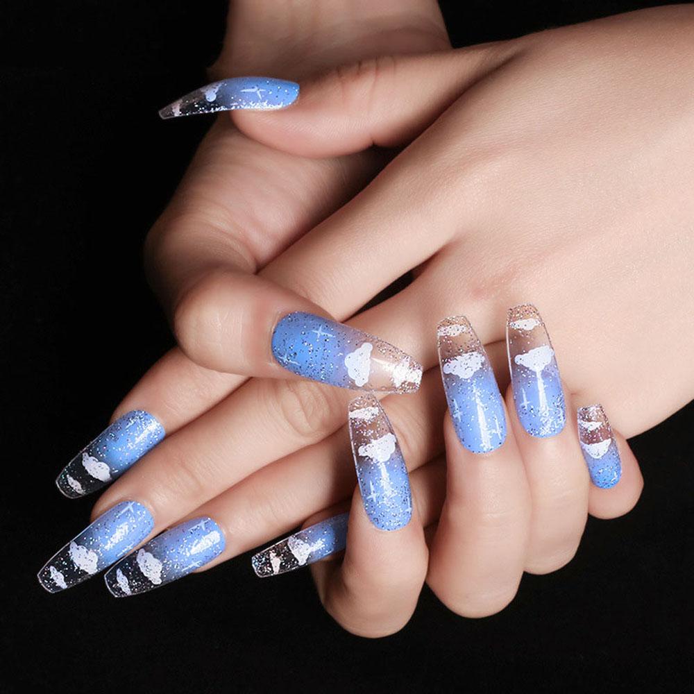 Aaron1 Miếng Dán Trang Trí Móng Tay 3D Hình Ngôi Sao Đám Mây Cầu Vồng 5D DIY