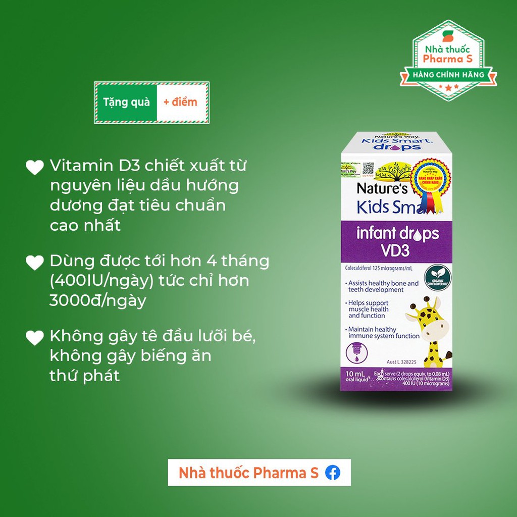 [Mưa quà tặng] Bộ 3 siêu phẩm Kid smart cho bé yêu từ 0-24 tháng Nature's Ways (Probiotic - VD3 - DHA) 100%Chính Hãng