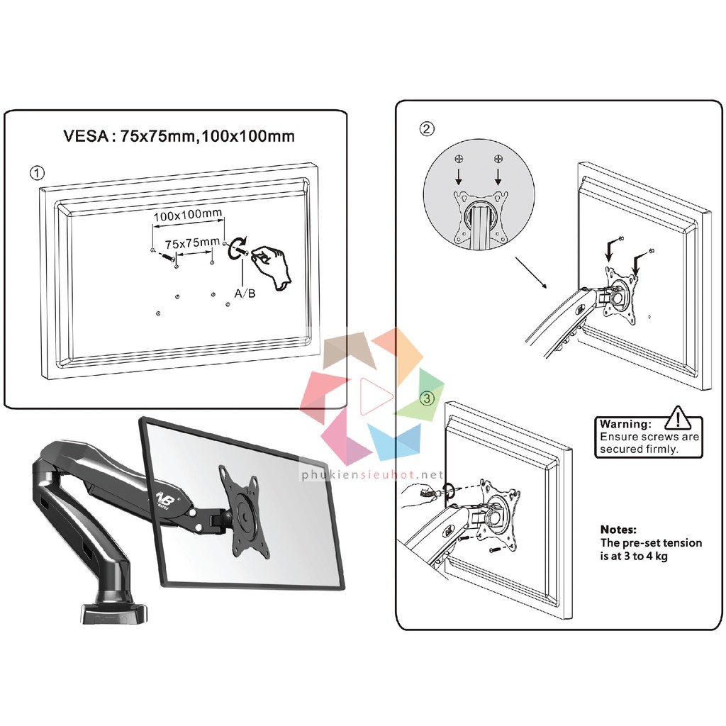 Giá Đỡ Màn Hình Máy Tính Gắn Bàn NB F80  Cánh Tay Arm Robot Xoay Đa Năng 360 Độ