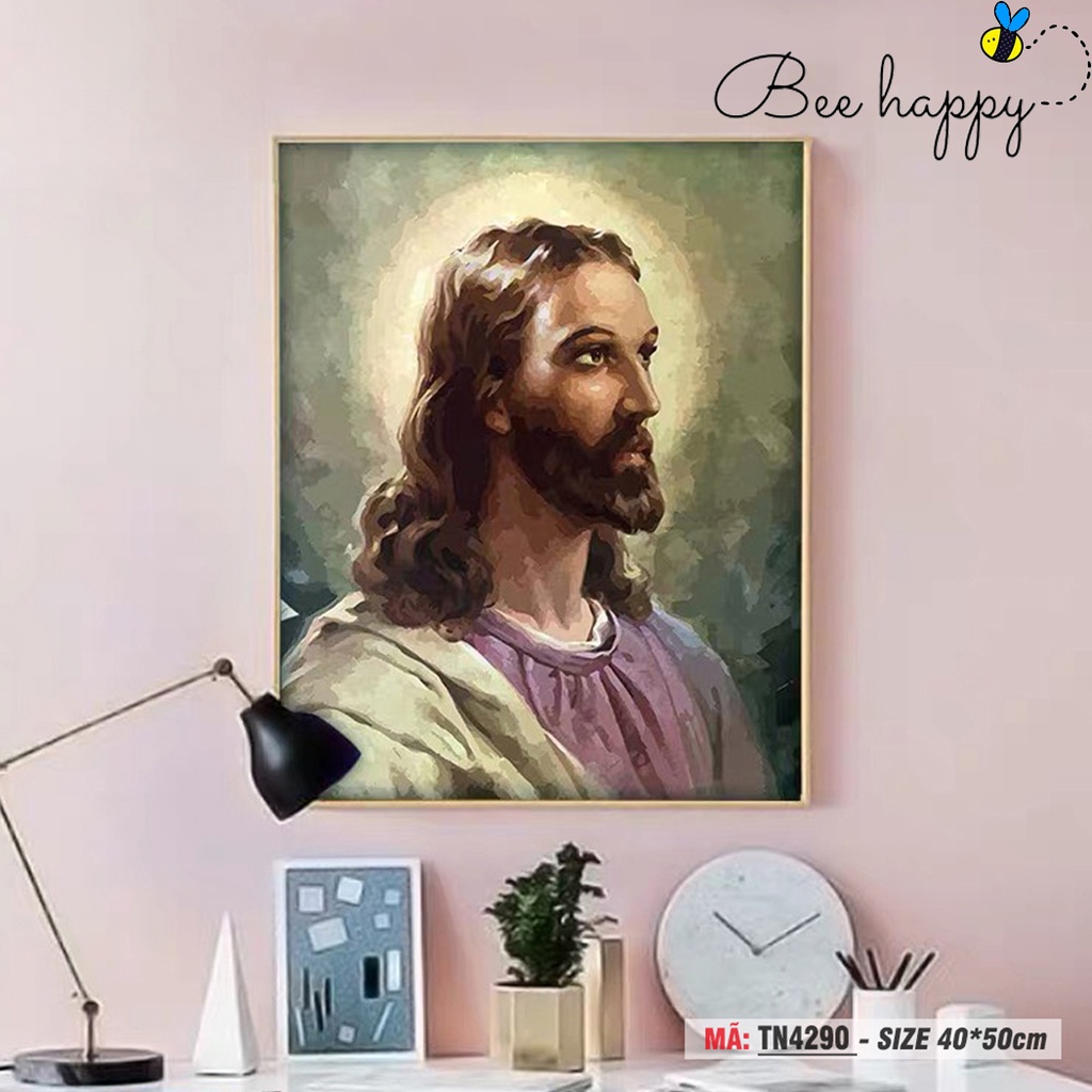 Tranh trang trí tự tô màu theo số  BEE HAPPY tôn giáo Chúa Giê su Jesus TN4290