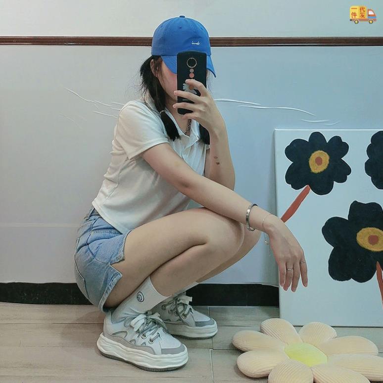 Giày thể thao Ulzzang đế bánh mì độc đáo nam nữ Giầy sneaker độn đế dây dôi Hot Trend 2022