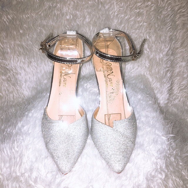 [ẢNH THẬT] Giày cao gót 8 phân bít mũi kim tuyến bạc | BigBuy360 - bigbuy360.vn