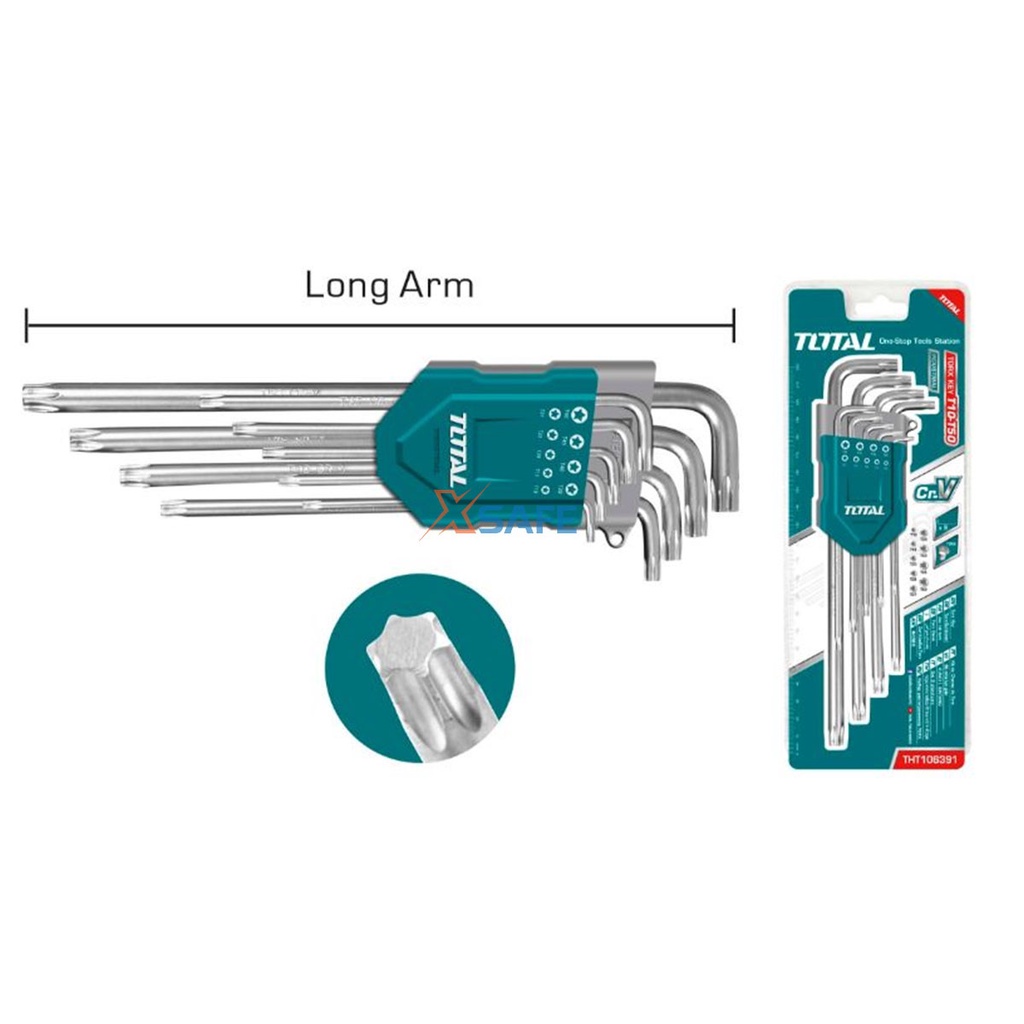 Bộ khóa lục giác bông TOTAL Bộ lục giác hoa thị thép Cr-V chắc chắn,khỏe,chống gãy cong,rỉ sét, nhỏ gọn tiện lợi