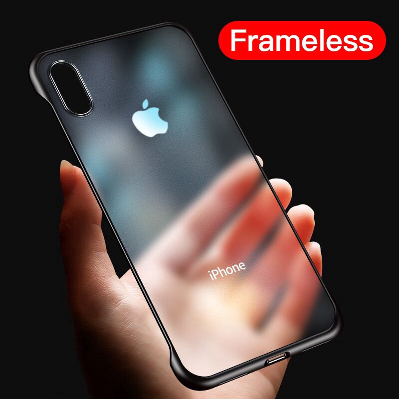 Ốp iPhone 11 6 6s 7 8 Plus X XR XS Max Thiết kế nhẫn không viền sang trọng Chà cứng PC cho iPhone 11Pro Max Ốp lưng