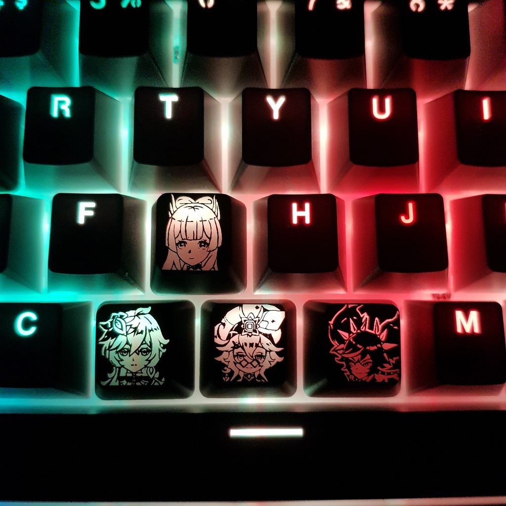 Keycap xuyên led avatar hơn 50 nhân vật genshin impact lumine xiao kazuha hutao ayaka raiden yae zhongli ganyu keqing