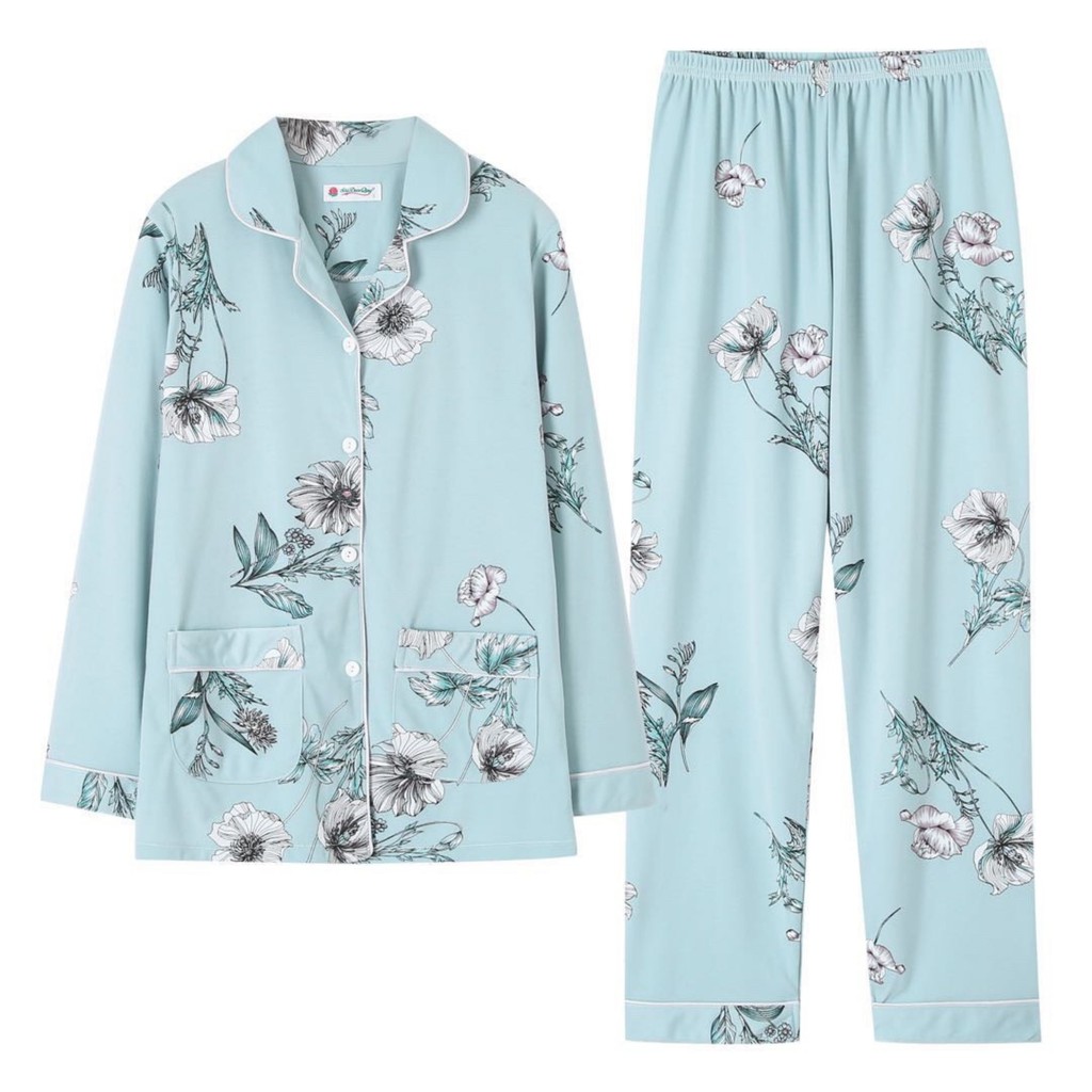 Đồ Bộ Pijama Cao Cấp hoạt tiết hoa lá sinh động - sang trọng cho nữ mặc ngủ - mặc nhà