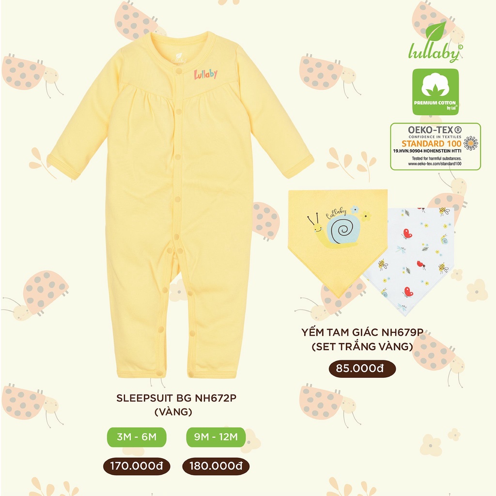 Body liền quần, sleepsuit cotton dày Lullaby NH671P/ NH672P