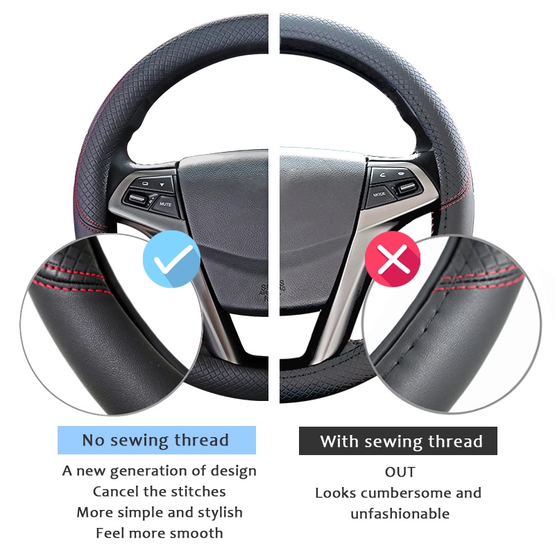 Bao Da Bọc Vô Lăng Xe Hơi Hyundai Solaris Accent Veloster I30 I20 I10 Kona Auto 38cm