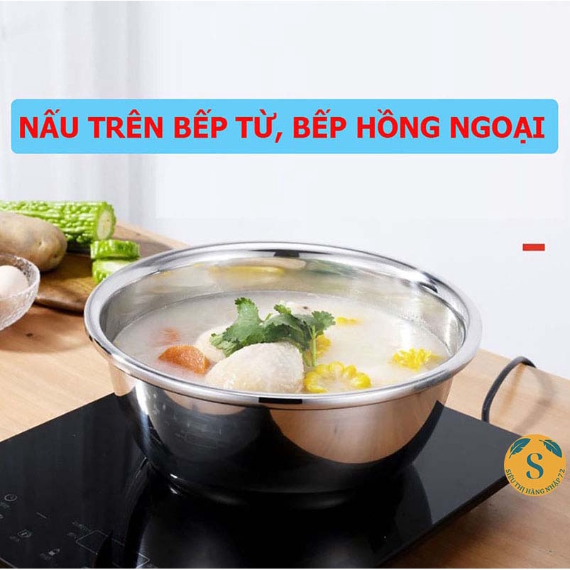 Bộ Thau Rổ Bào Rau Củ Inox Không Rỉ 3 Món (Thau + Rổ + Mặt Bào) [RỔ 3]