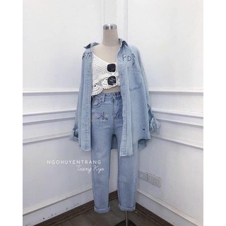 Áo sơ mi jean xanh nhạt
