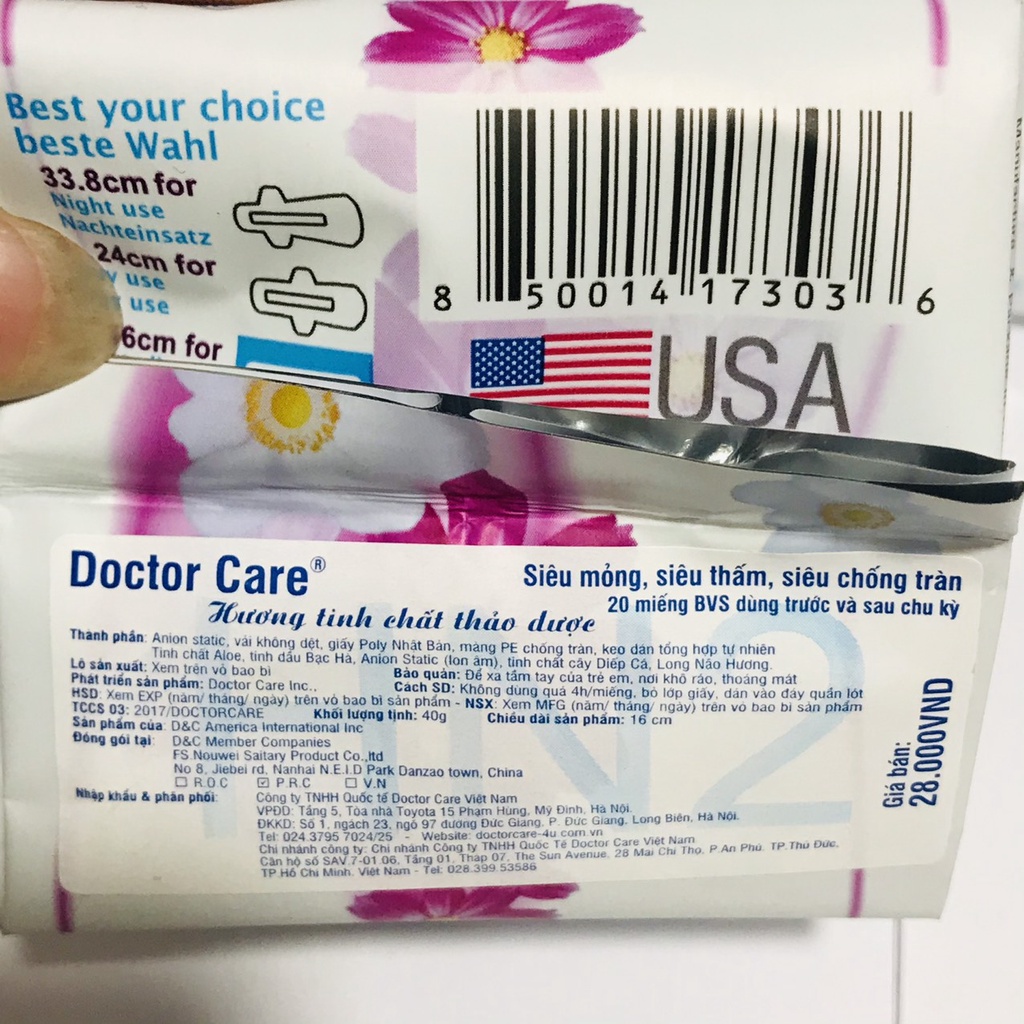 Băng Vệ Sinh Doctor Care Hàng Ngày Tinh Chất Thảo Dược Gói 20 Miếng 16cm