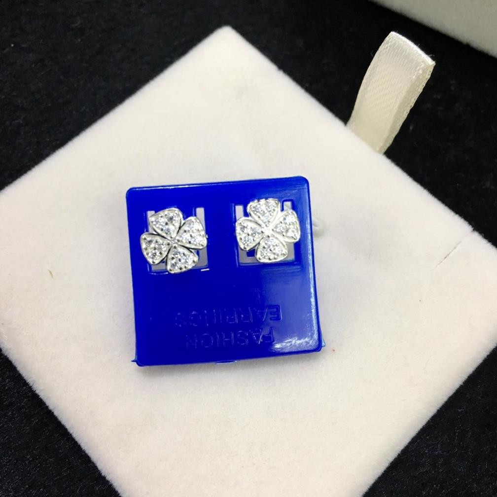 Bông tai bạc thật giá rẻ khuyên tai cỏ 4 lá xinh xắn giá sỉ/ Trang sức bạc JQN