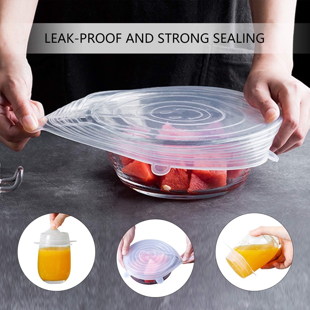 Set 6 nắp silicone FONKEN đậy bảo quản thực phẩm có thể tái sử dụng