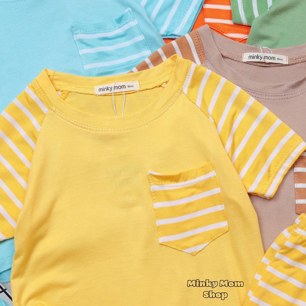 Bộ quần áo cộc tay thun lạnh Minky mom bé trai SIZE ĐẠI