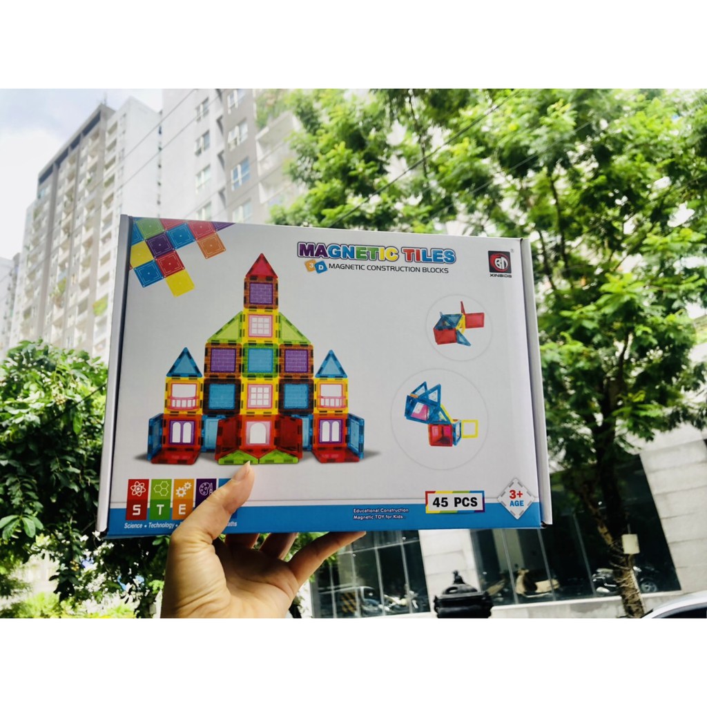 Đồ chơi xếp hình nam châm ánh sáng - Magnetic tiles