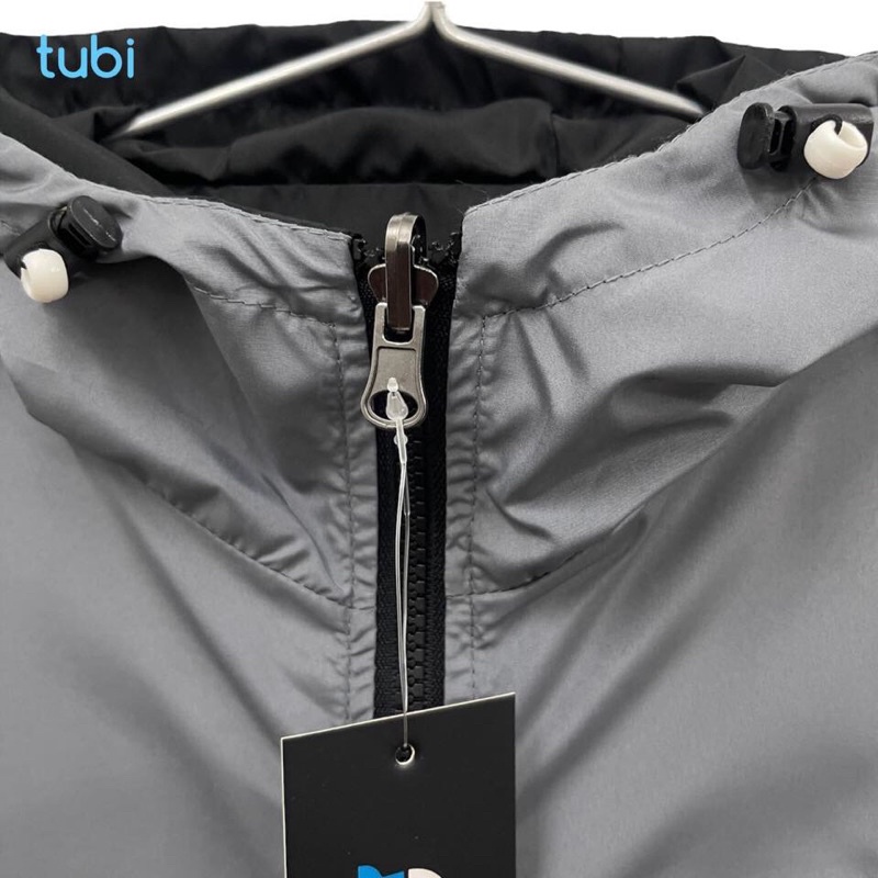 Áo khoác tubi 2 Mặt Nón Liền 4 túi Màu Xám Ghi