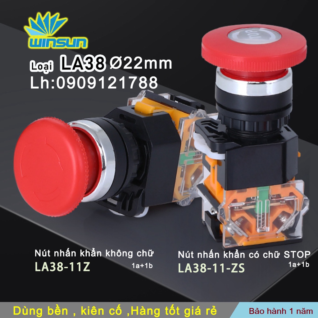 Nút nhấn khẩn cấp Phi 22 ( LA38-STOP) Winsun