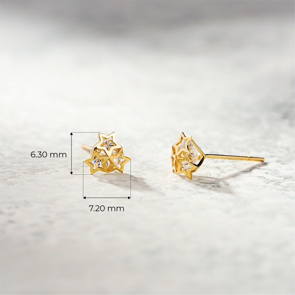 Bông Tai Nữ Vàng 14K BTAM73 Huy Thanh Jewelry