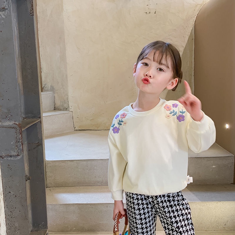 Áo Thun Cotton Nguyên Chất Thêu Hoa Phong Cách Nông Thôn Mới Cho Bé Gái