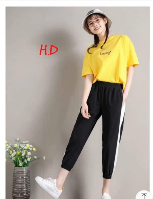 Bộ nữ Lovey quần sọc áo vàng HDA0320