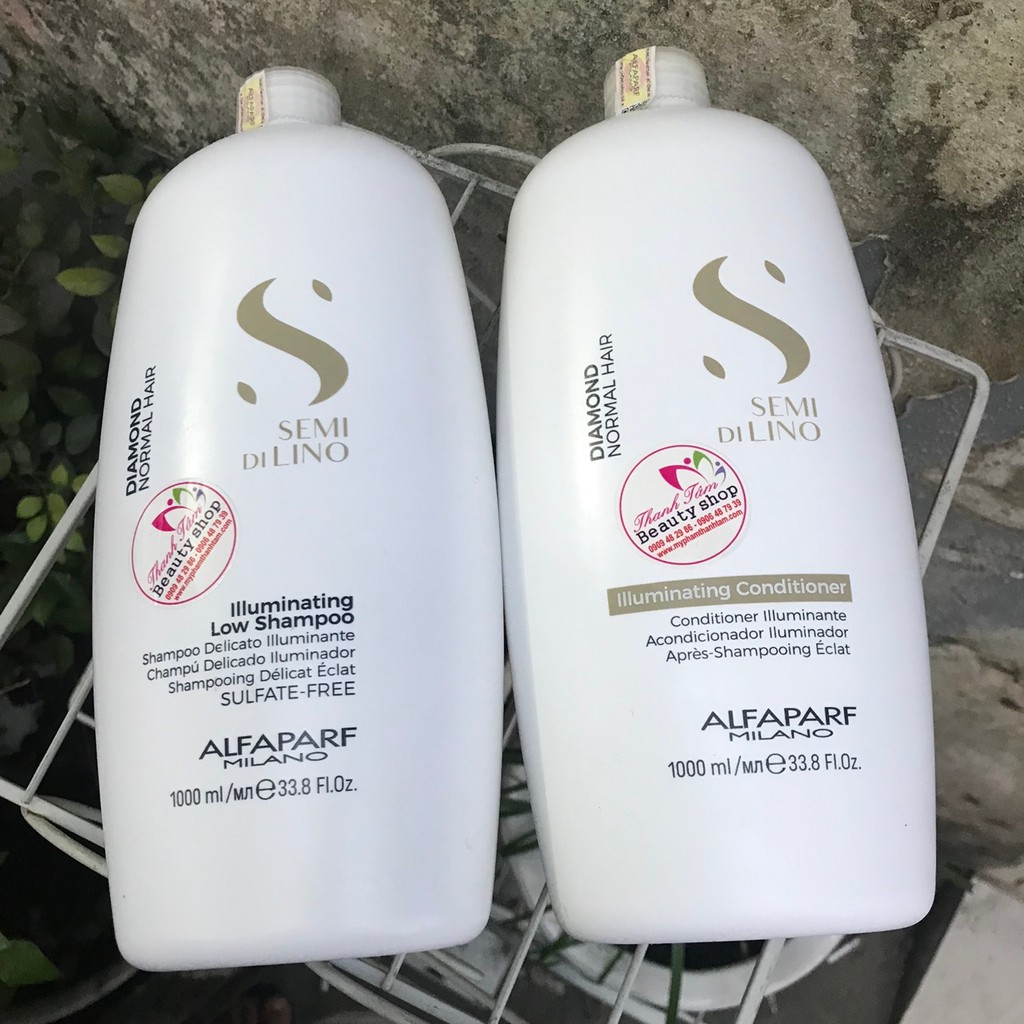 Dầu gội xả chăm sóc tóc bóng mượt Semi Dilinoo DIAMOND Illuminating Low Alfaparf Milano 1000mlx2 ( Normal Hair )